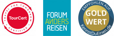 Siegel: TourCert, forum anders reisen, Goldwert
